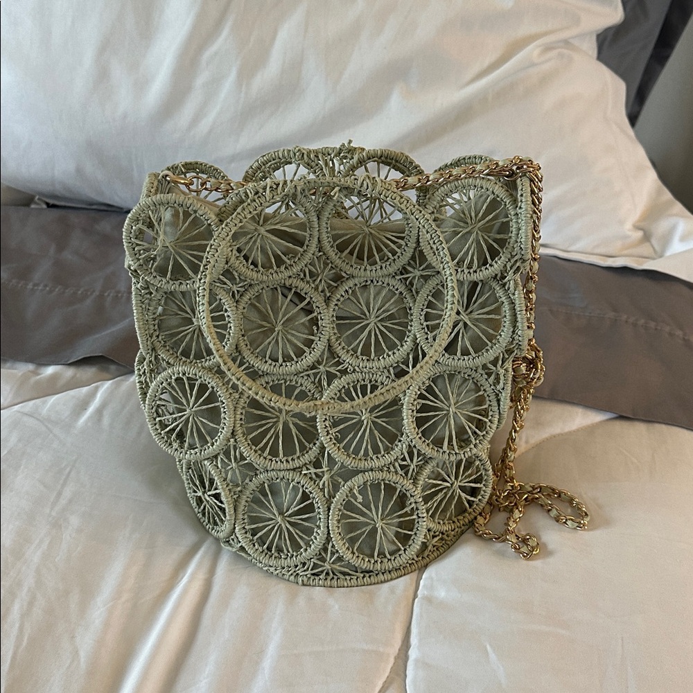 Green Crochet Bucket Bag